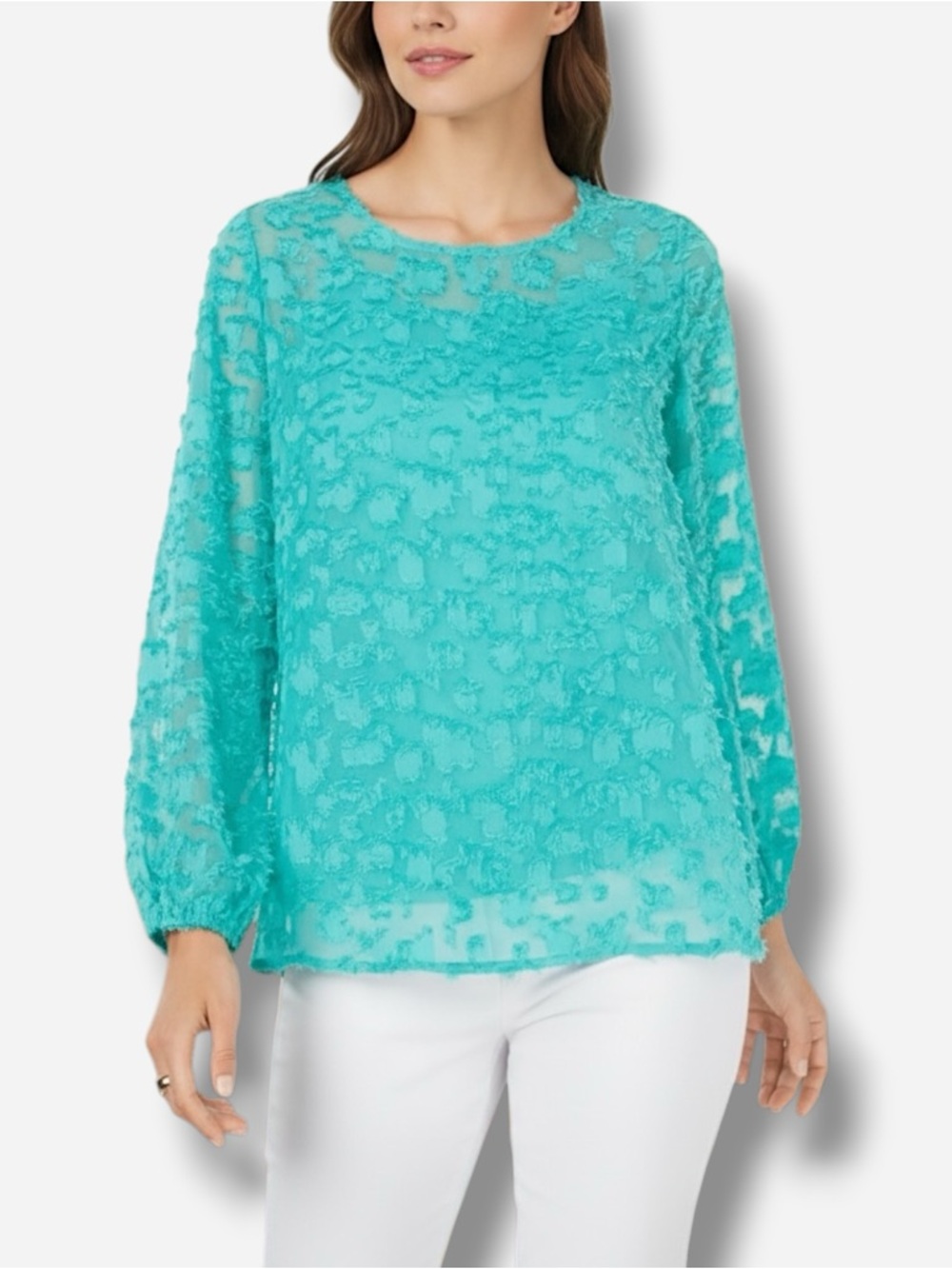 🌸New🌸Alfani Textured Long Sleeve Top Green L NWT